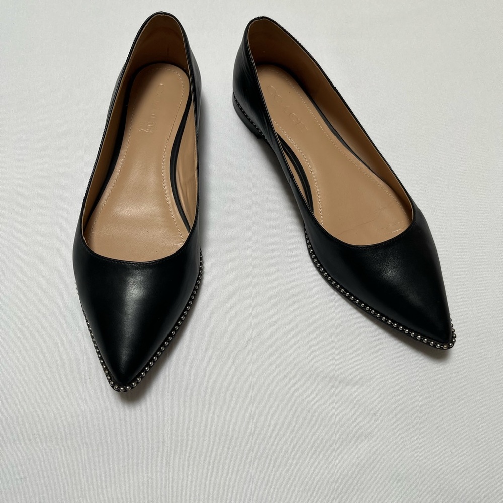 Coach Viviana ball chain leather flats, size 9.5
